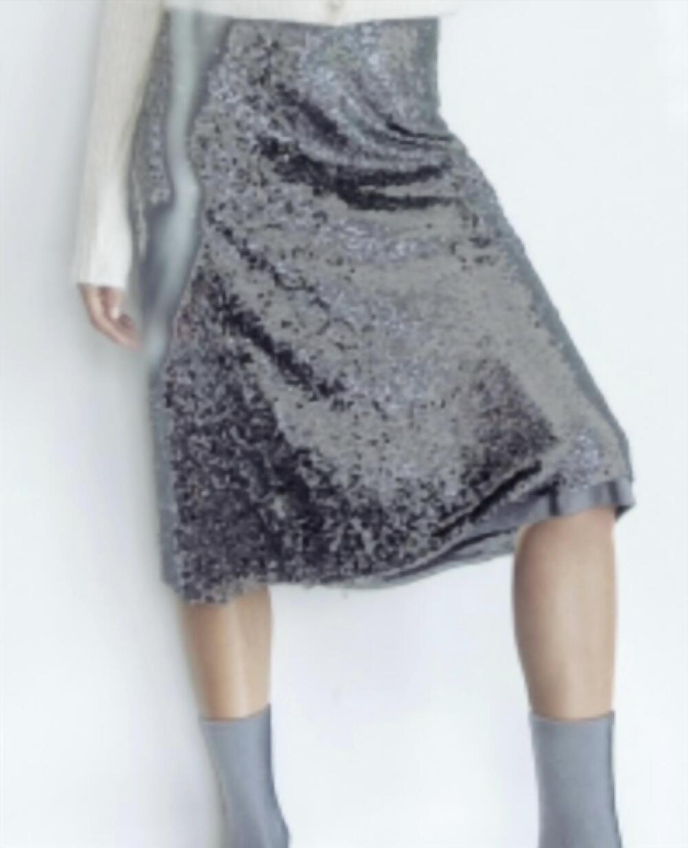 NEW BRAZEAU TRICOT shimmer sequin skirt in black